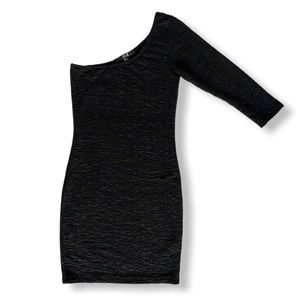 Forever 21 Black One Shoulder Bodycon Dress Sz S